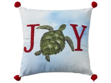 Nourison Holiday Pillows Multicolor 18'' x 18'' Joy Sea Turtle Pillow NRL0463MULTI