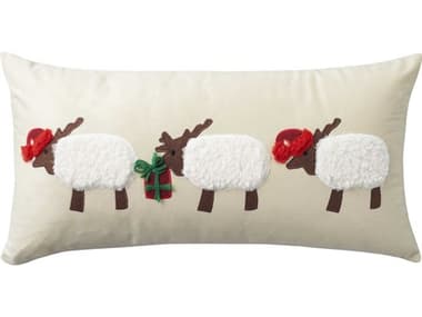 Nourison Holiday Pillows Beige 12'' x 24'' Applique Sheet Pillow NRL0488BEIGE