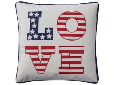Nourison Holiday Pillows White 18'' x 18'' Love Americana Pillow NRL0526WHITE