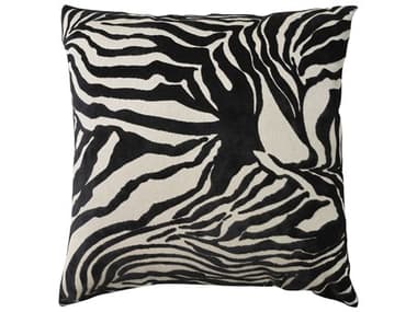 Nourison Sofia Black 18'' x 18'' Zebra Velvet Pillow NRL3028BLACK