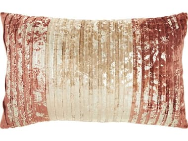 Nourison Sofia Rose Gold 12'' x 20'' Metallic Pleated Pillow NRPN951ROSGD