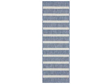 Nourison Positano Striped Runner Area Rug NRPOS03NAVIVRUN