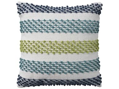 Nourison Blue / Multicolor 18'' x 18'' Woven Loop Outdoor Pillow NRVJ062BLMTC