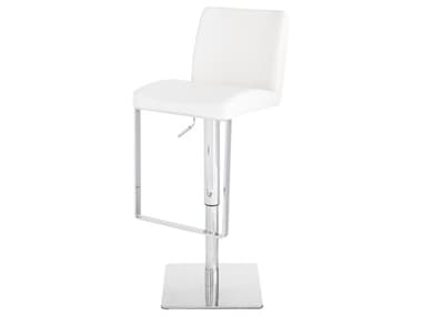 Nuevo Matteo White Leather Adjustable Stool NUEHGAF120