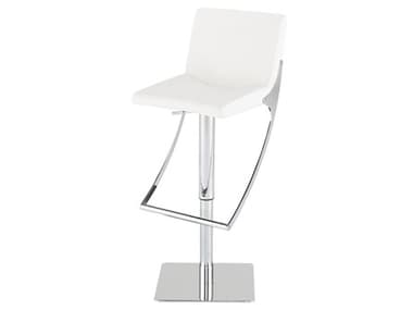 Nuevo Swing White Naugahyde Adjustable Stool NUEHGAF309