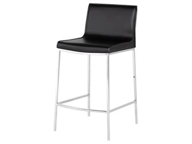 Nuevo Colter Black Leather Counter Stool NUEHGAR304