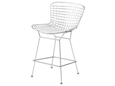 Nuevo Wireback White Naugahyde Counter Stool NUEHGGA257