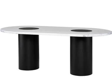 Nuevo Stevie White Stone Dining Table NUEHGMM229