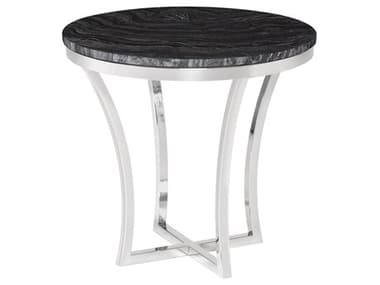 Nuevo Aurora Black Wood Vein Stone Side Table NUEHGNA294