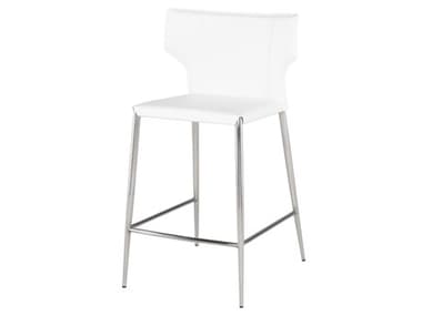 Nuevo Wayne White Leather Counter Stool NUEHGND146