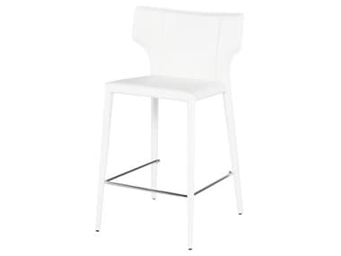 Nuevo Wayne White Leather Counter Stool NUEHGND156