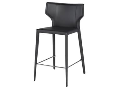 Nuevo Wayne Dark Grey Leather Counter Stool NUEHGND157