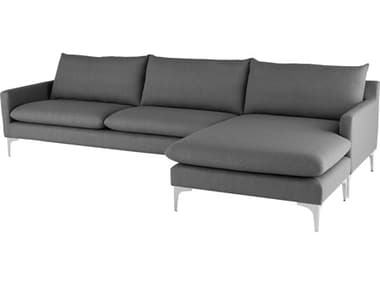 Nuevo Anders 117" Wide Gray Fabric Upholstered Sectional Sofa NUEHGSC230