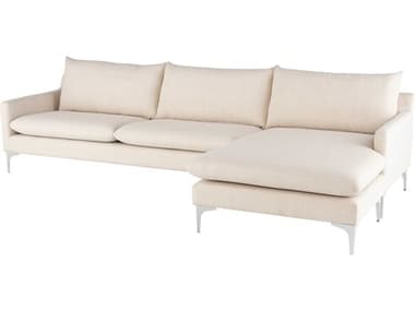 Nuevo Anders 117" Wide Beige Fabric Upholstered Sectional Sofa NUEHGSC249