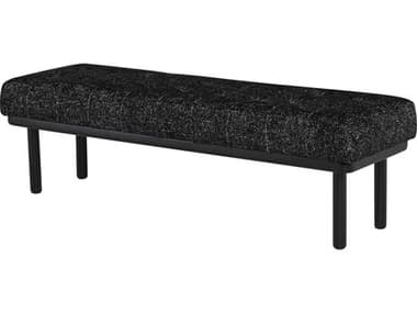 Nuevo 60" Salt & Pepper Black Gray Fabric Upholstered Accent Bench NUEHGSN128