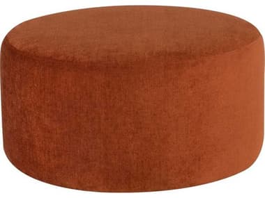 Nuevo Robbie 24" Terracotta Matte Black Orange Fabric Upholstered Ottoman NUEHGSN191