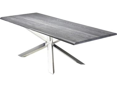 Nuevo Couture 96" Rectangular Wood Oxidized Grey Matte Silver Dining Table NUEHGSR327