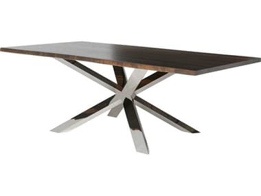 Nuevo Couture 112" Rectangular Wood Seared Matte Silver Dining Table NUEHGSR422