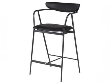 Nuevo Gianni Raven Leather Counter Stool NUEHGSR797