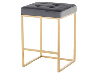 Nuevo Chi Tarnished Silver Fabric Counter Stool NUEHGSX515