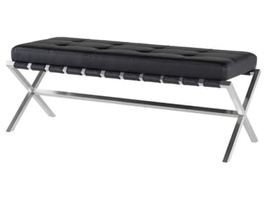 Nuevo Auguste Black Naugahyde Bench NUEHGTA703