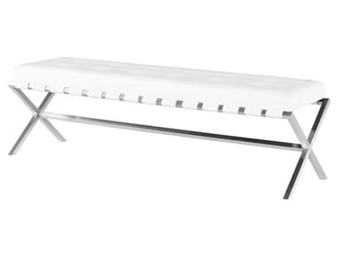 Nuevo Auguste White Naugahyde Bench NUEHGTA720