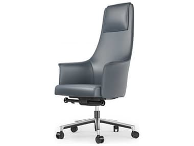 Open Box BDI Bolo Blue Leather Adjustable Swivel Executive Desk Chair OBXBDI3531OC