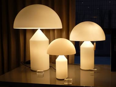 Oluce Atollo Opaque Opaline White Glass Table Lamp OEOLATOLLOWH