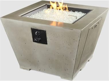 Outdoor Greatroom Cove Super Cast Concrete Natural Grey 37'' Wide Square Gas Fire Pit Bowl with Direct Spark Ignition LP OGCV2424DSILP