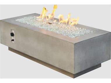 Outdoor Greatroom Cove Supercast Concrete Natural Grey 54''W x 24''D Rectangular Linear Gas Fire Pit Table with Direct Spark Ignition NG OGCV54DSING