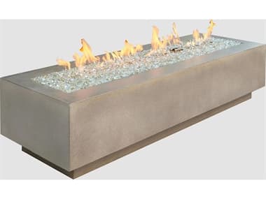 Outdoor Greatroom Cove Supercast Concrete Natural Grey 72''W x 24''D Rectangular Linear Gas Fire Pit Table with Direct Spark Ignition NG OGCV72DSING