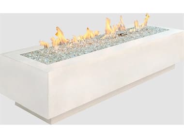 Outdoor Greatroom Cove Supercast Concrete White 72''W x 24''D Rectangular Linear Gas Fire Pit Table with Direct Spark Ignition NG OGCV72WTDSING