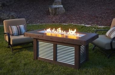 Outdoor Greatroom Denali Brew Wood Mocha 42''W x 12''D Rectangular Linear Gas Fire Pit Table OGDENBR1242