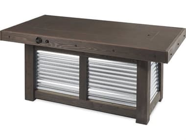 Outdoor Greatroom Denali Brew Wood Mocha Rectangular Linear Gas Fire Pit Table OGDENBR1242