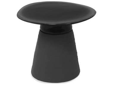 Oggetti Conc 17" Round Ceramic Black Grey End Table OGG43CO7600GRY