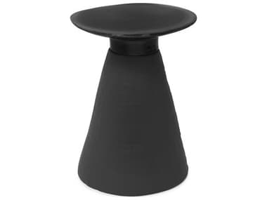 Oggetti Conc 14" Round Ceramic Black Grey End Table OGG43CO7601GRY