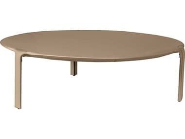 Oggetti Libro 43" Round Leather Taupe Coffee Table OGG58LIBRLTPE