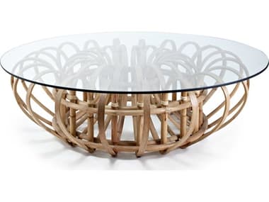 Oggetti Aiden 54" Round Glass Natural Coffee Table OGG67AIDNCTNGL