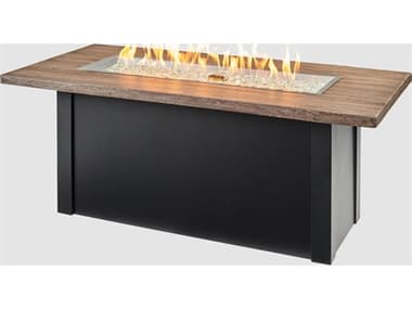 Outdoor Greatroom Havenwood Steel Luverne Black 62''W x 30''D Rectangular Driftwood Everblend Top Gas Fire Pit Table with Direct Spark Ignition NG OGHWDB1242DNGK