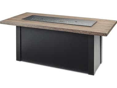 Outdoor Greatroom Havenwood Steel Luverne Black Rectangular Driftwood Everblend Top Gas Fire Pit Table OGHWDB1242K