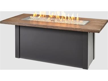 Outdoor Greatroom Havenwood Steel Graphite Grey 62''W x 30''D Rectangular Driftwood Everblend Top Gas Fire Pit Table with Direct Spark Ignition LP OGHWDG1242DLPK