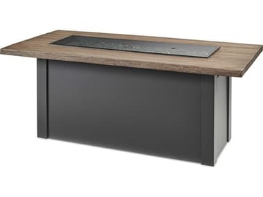 Outdoor Greatroom Havenwood Steel Graphite Grey Rectangular Driftwood Everblend Top Gas Fire Pit Table OGHWDG1242K