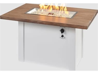 Outdoor Greatroom Havenwood Steel White 44''W x 30''D Rectangular Driftwood Everblend Top Gas Fire Pit Table OGHWDW1224K