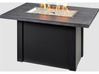 Outdoor Greatroom Havenwood Steel Luverne Black 44''W x 30''D Rectangular Carbon Grey Everblend Top Gas Fire Pit Table OGHWGB1224K