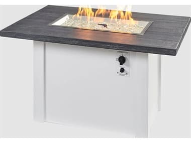 Outdoor Greatroom Havenwood Steel White 44''W x 30''D Rectangular Carbon Grey Everblend Top Gas Fire Pit Table OGHWGW1224K