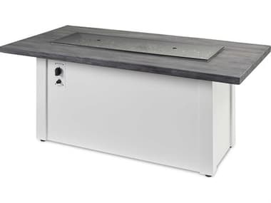 Outdoor Greatroom Havenwood Steel White Rectangular Carbon Grey Everblend Top Gas Fire Pit Table OGHWGW1242K