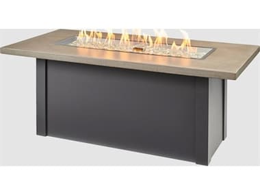 Outdoor Greatroom Havenwood Steel Graphite Grey 44''W x 30''D Rectangular Pebble Grey Everblend Top Gas Fire Pit Table OGHWPG1224K