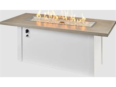Outdoor Greatroom Havenwood Steel White 62''W x 30''D Rectangular Pebble Grey Everblend Top Gas Fire Pit Table OGHWPW1242DLPK