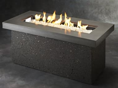 Outdoor Greatroom Key Largo Midnight Mist 48''W x 19''D Rectangular Crystal Fire Pit Table OGKL1242MM