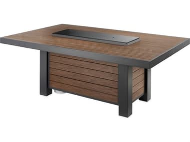 Outdoor Greatroom Kenwood Aluminum Graphite Grey Rectangular Linear Dining Height Gas Fire Pit Table OGKW1242K